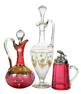 Three Decorated Glass Table Items
