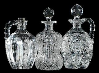 Two Cut Glass Whiskey Jugs, Decanter