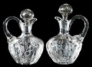 Pair Cut Glass Scottish Whiskey Decanters