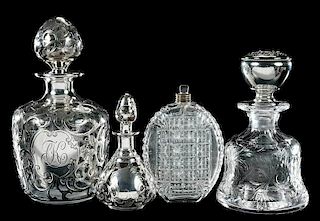 Cut Glass Silver Overlay Perfumes, Flask