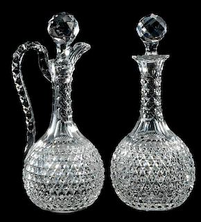 Set of Boston and Sandwich Cut Glass Decanters