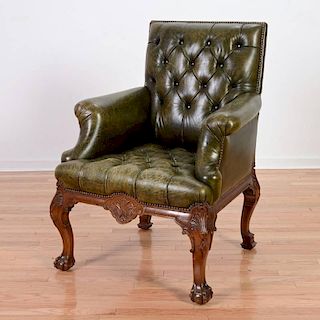 Nice George III style leather library chair