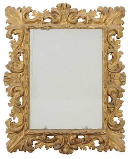 Italian Baroque Carved and Gilt Wood Mirror