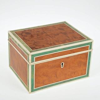 Edwardian shagreen banded satinwood box