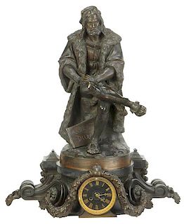 Vieux Paris Marble and Bronze Figural Clock