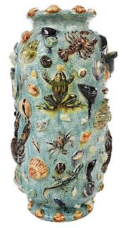French Majolica Thomas Sargent Sea Motif Vase