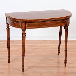George III mahogany inlaid D-front games table