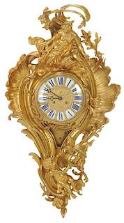Louis XV Style Gilt Bronze Cartel Clock