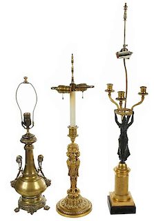 Three French Bronze Lamps