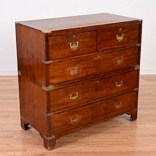 Victorian brass-bound mahogany campaign chest