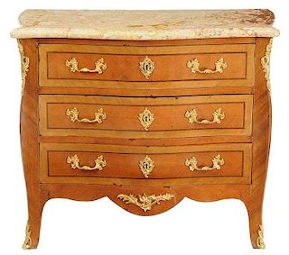 Louis XV Style Bronze-Mounted Marble-Top Commode