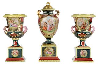 Royal Vienna Porcelain Urns Garniture Set