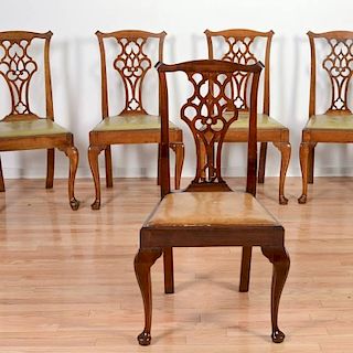 Set (12) George III carved mahogany dining chairs