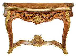 Louis XV Style Marquetry, Bronze-Mounted Console