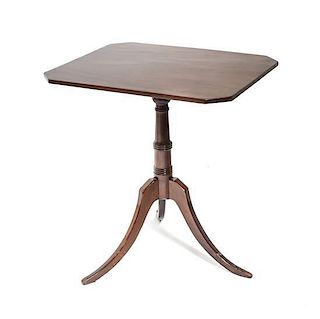A George III Style Mahogany Tilt-Top Occasional Table, Height 28 x width 20 1/2 x depth 25 3/4 inches.