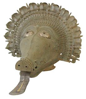 Indian Boar Bronze Ritual Mask