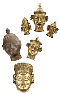 Six Indian Shiva (Devi) Bronze Ritual Masks