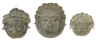 Three Indian Bhuta Bronze Ritual Masks