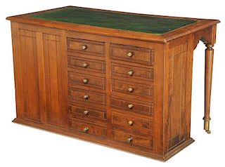 Victorian Walnut 24-Drawer Desk