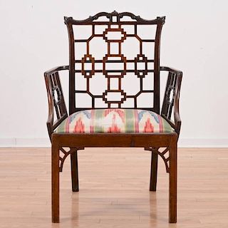 Nice Chinese Chippendale mahogany armchair