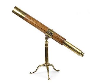 An English Mahogany and Brass Telescope, 19th Century,