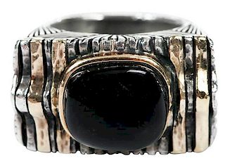 14kt., Silver & Onyx Ring