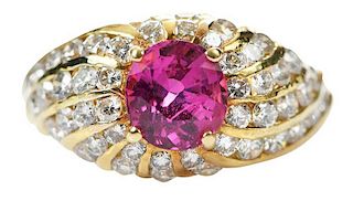 18kt. Pink Sapphire and Diamond Ring