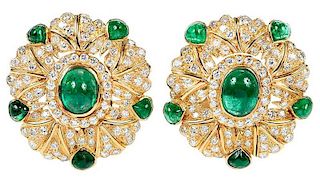 18kt. Emerald & Diamond Earrings