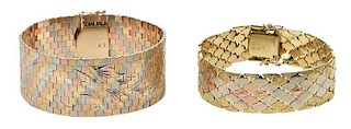Two 14kt. Tri-Color Gold Bracelets