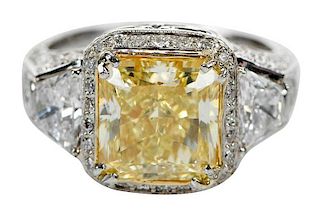 4.30ct. Fancy Yellow Diamond Ring