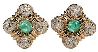 14kt. Diamond & Emerald Earrings
