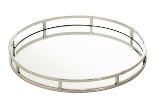 A Modern chrome and glass cocktail tray