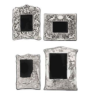 Four Art Nouveau style silver picture frames