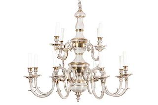 A Dutch Baroque style twelve light chandelier