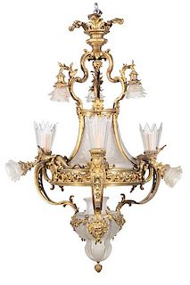 A Belle Epoque style  eleven light chandelier