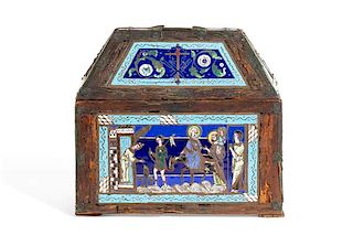 A French Gothic style  enamel table casket