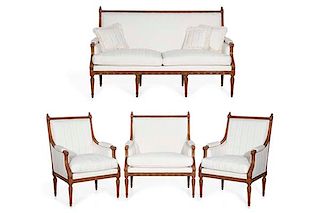 A four piece suite Louis XVI style seat furniture