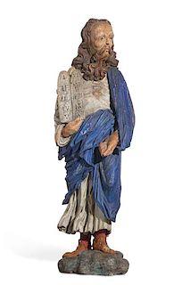 A Spanish polychrome decorated figure of Moses