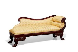An American Classical carved mahogany recamier