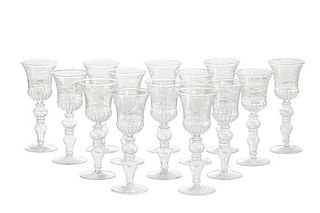 Venetian blown clear glass goblets