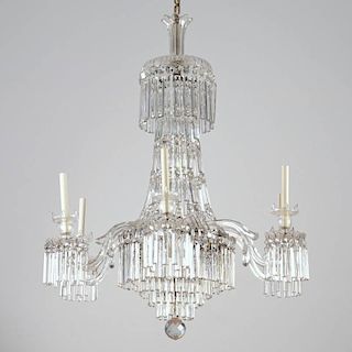 Late Victorian cut crystal six arm chandelier