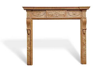 A George III carved pine fire surround