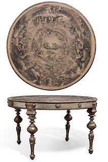 Italian Baroque style silvered wood center table