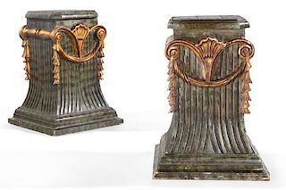 Pair Neoclassical style faux marble pedestals