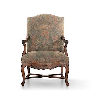 A Louis XV style walnut armchair, 19th century