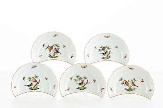 Five Herend Rothschild Bird crescent salad plates