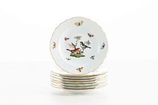 Eight Herend Rothschild Bird salad plates
