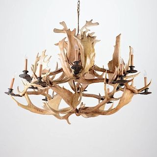 Ralph Lauren style 10-light elk antler chandelier