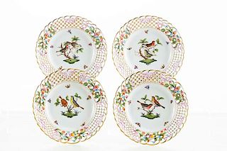 Four Herend Rothschild Bird dessert plates