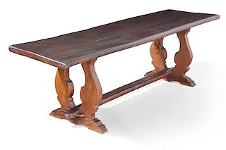 Continental Baroque style chestnut refectory table